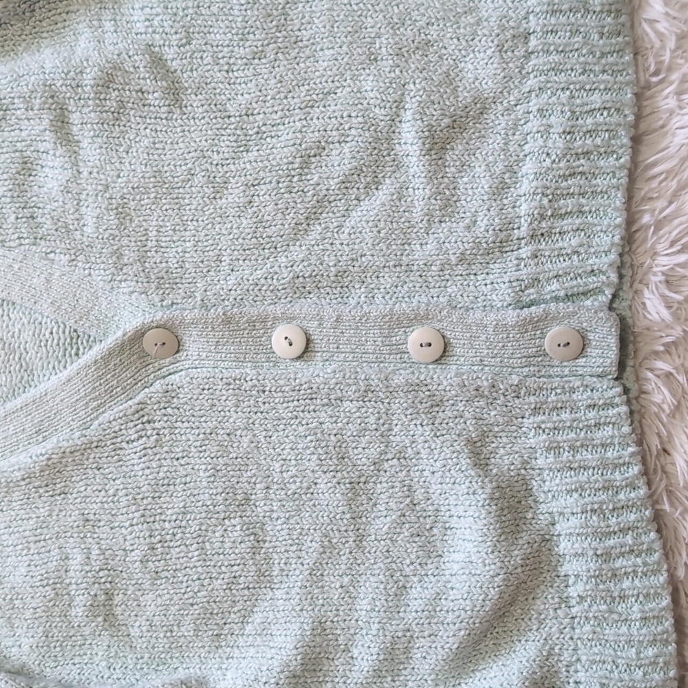 90s Vintage Victoria Jones Mint Knit Button Down Cardigan Petite Medium - Picture 3 of 8